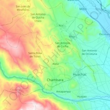 Mapa topográfico Chambara, altitud, relieve