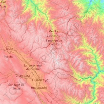Mapa topográfico Concepción, altitud, relieve
