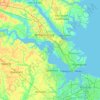 Mapa topográfico James River, altitud, relieve