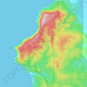 Mapa topográfico Elmer Feldenheimer State Natural Area, altitud, relieve