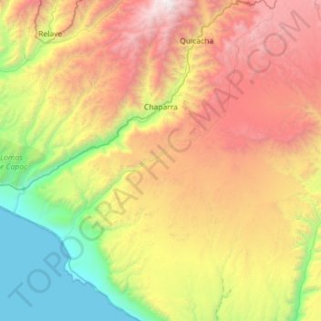 Mapa topográfico Chaparra, altitud, relieve