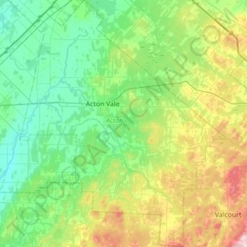 Mapa topográfico Acton, altitud, relieve