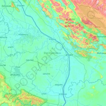 Mapa topográfico Nakhon Phanom Province, altitud, relieve