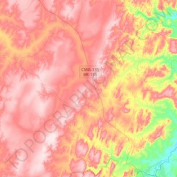 Mapa topográfico Nova Esperança, altitud, relieve