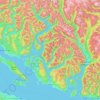 Mapa topográfico Sunshine Coast Regional District, altitud, relieve