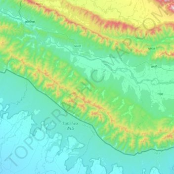 Mapa topográfico Rajpur, altitud, relieve