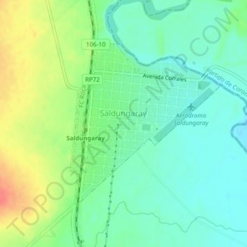 Mapa topográfico Saldungaray, altitud, relieve