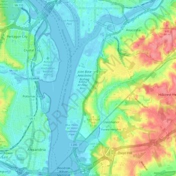 Mapa topográfico Ward 8, altitud, relieve
