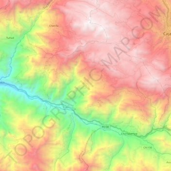 Mapa topográfico Magdalena, altitud, relieve