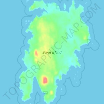 Mapa topográfico Zayas Island, altitud, relieve