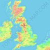 Mapa topográfico Grande-Bretagne, altitud, relieve