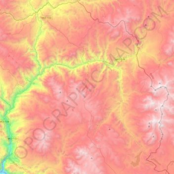 Mapa topográfico Ichuña, altitud, relieve