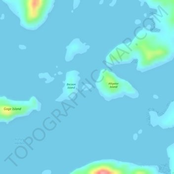 Mapa topográfico Iguana Island, altitud, relieve