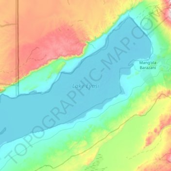 Mapa topográfico Lake Eyasi, altitud, relieve