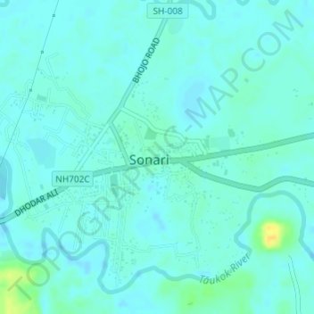 Mapa topográfico SONARI BORPUKHURI, altitud, relieve
