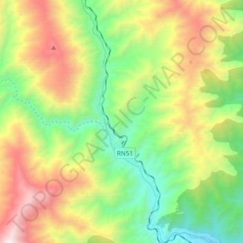 Mapa topográfico Río Toro, altitud, relieve
