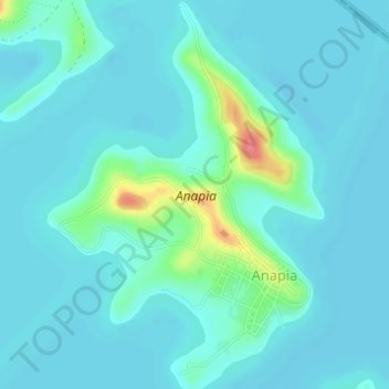 Mapa topográfico Anapia, altitud, relieve