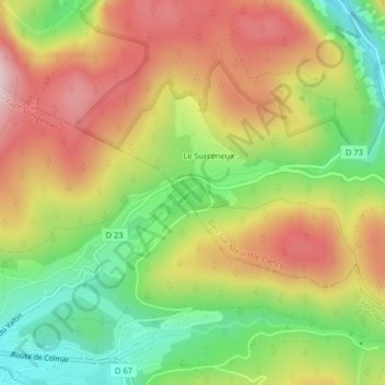 Mapa topográfico Réserve biologique dirigée de la Tourbière du Col du Surceneux, altitud, relieve