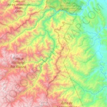Mapa topográfico Rio Abiseo, altitud, relieve