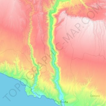 Mapa topográfico Río Ocoña, altitud, relieve