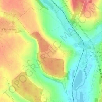 Mapa topográfico BTP-RMS Le Belloy, altitud, relieve