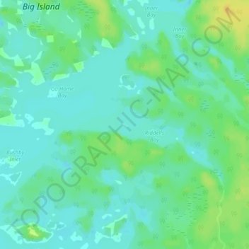 Mapa topográfico Rose Island, altitud, relieve