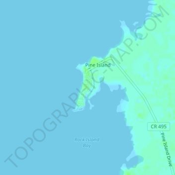 Mapa topográfico Pine Island, altitud, relieve