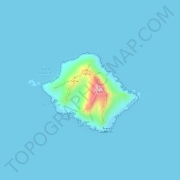 Mapa topográfico Desecheo Island, altitud, relieve