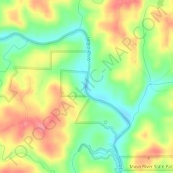 Mapa topográfico Mayo River, altitud, relieve
