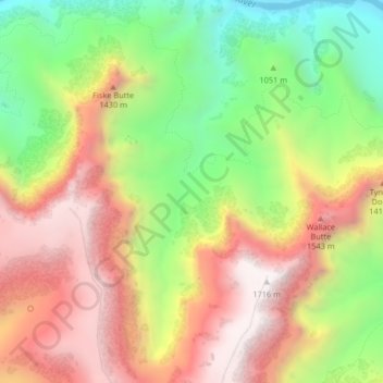 Mapa topográfico Copper Canyon, altitud, relieve