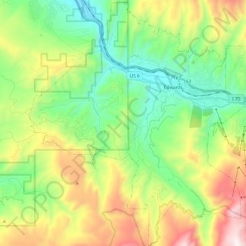 Mapa topográfico Edwards, altitud, relieve