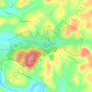 Mapa topográfico Keystone State Park, altitud, relieve