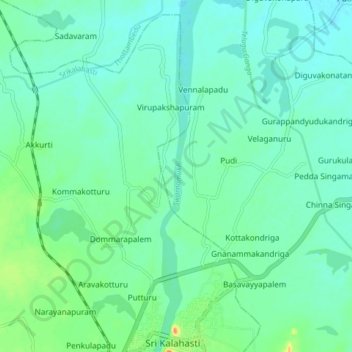 Mapa topográfico Swarnamukhi, altitud, relieve