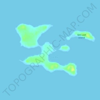 Mapa topográfico Sea Lion Island, altitud, relieve