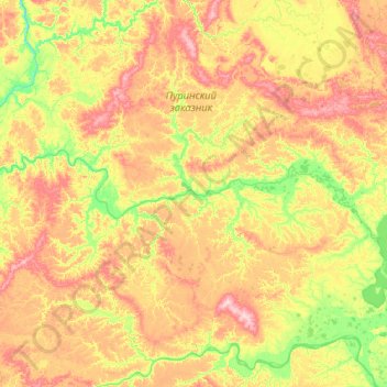 Mapa topográfico Пура, altitud, relieve