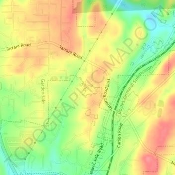 Mapa topográfico Fultondale, altitud, relieve