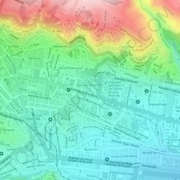 Mapa topográfico Parque Mariscal Gamarra, altitud, relieve