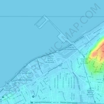 Mapa topográfico Monumento al 4 de Octubre, altitud, relieve