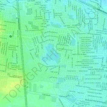 Mapa topográfico Calichera, altitud, relieve