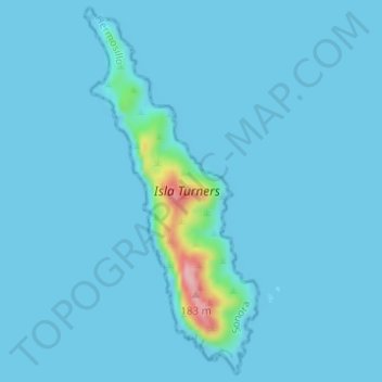 Mapa topográfico Isla Turners, altitud, relieve