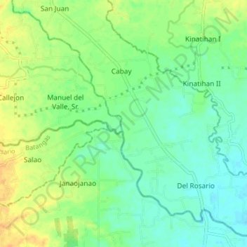Mapa topográfico Malaking Tubig River, altitud, relieve