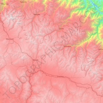 Mapa topográfico Cordillera Carabaya, altitud, relieve