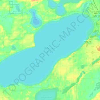 Mapa topográfico Otter Tail Lake, altitud, relieve