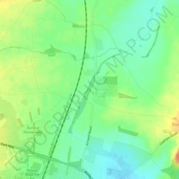 Mapa topográfico Oakham Canal, altitud, relieve