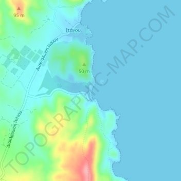 Mapa topográfico Παραλία του Βάι, altitud, relieve