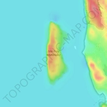 Mapa topográfico Isla Fray Menéndez, altitud, relieve