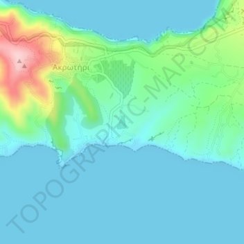 Mapa topográfico Ancient Akrotiri, altitud, relieve