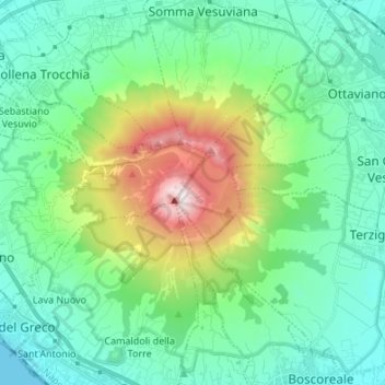 Mapa topográfico Parco Nazionale del Vesuvio, altitud, relieve