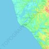 Mapa topográfico Kollam, mapa de relieve, mapa de altitud