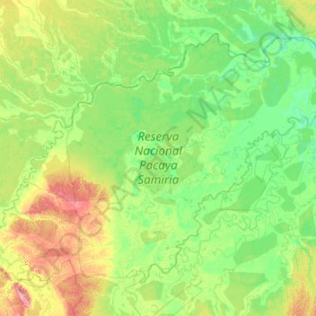 Mapa topográfico Reserva Nacional Pacaya Samiria, altitud, relieve